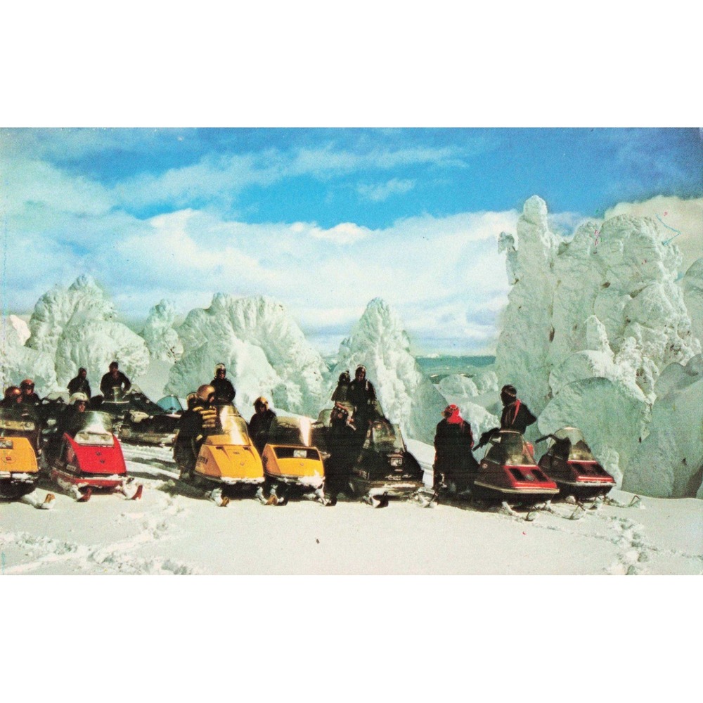Vintage Two Top Mountain Montana Snowmobiles Postcard West Yellowstone ES-244 - Picture 1 of 2